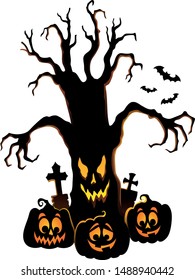 Spooky tree silhouette topic image 4 - eps10 vector illustration.