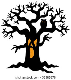 Spooky tree silhouette - vector illustration.