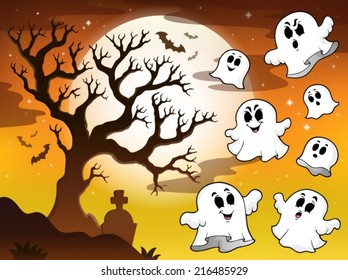 Spooky tree topic image 2 - eps10 vector illustration.