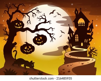 Spooky tree topic image 3 - eps10 vector illustration.