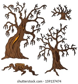 Spooky trees collection - vector illustration.