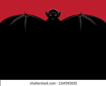 Spooky vampire bat retro poster, halloween illustration.