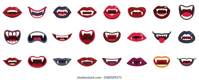 Spooky vampire lips showing fangs, creating a chilling atmosphere perfect for halloween party decorations or themed projects