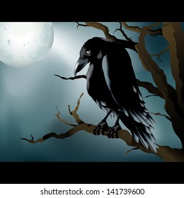 Spooky vector drawings of a Raven/Raven/Easy to edit vector file easy to edit layers, meshes and gradients used, grouped objects