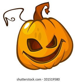 Spooky vector halloween Jack-o-Lantern head on white background