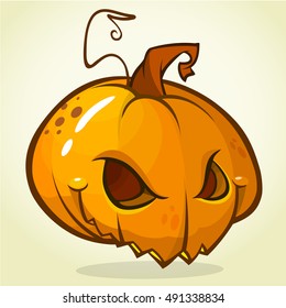 Spooky vector Halloween Jack-o-Lantern head on white background. Pumpkin head isolated