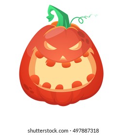 Spooky vector Halloween Jack-o-Lantern head on white background. Pumpkin head isolated