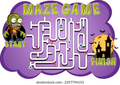 A spooky vector illustration for a Halloween-themed maze game
