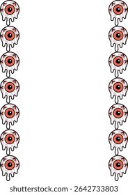 Spooky vector illustration of melting eyeballs forming a vertical border, perfect for Halloween designs or gothic-themed projects.