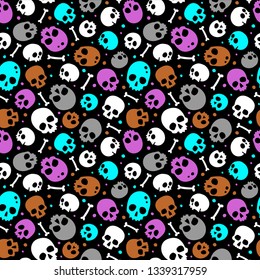Spooky vector pattern with skulls and bones.