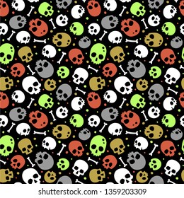 Spooky vector pattern with skulls and bones.