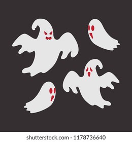 Spooky vector set design with ghost illustration
