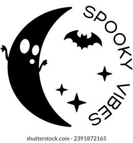 spooky vibes black vector graphic design and cut file