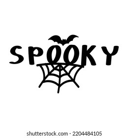 Spooky Vibes Calligraphy. Halloween Party Element with Handwritten Ink Lettering. Typography Template for kids t-shirt, Stickers, Tags, Gift Cards. Vector illustration