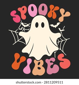 Spooky Vibes Cute Ghost Halloween T-shirt Design