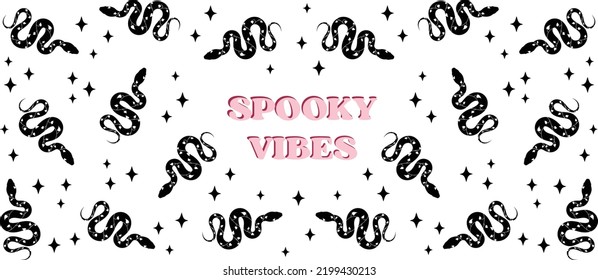 Spooky Vibes Glass Wrap Vector Design, Halloween Glass Can Wrap