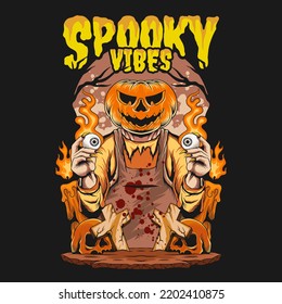Spooky Vibes. Halloween Background. Halloween T shirt Design.