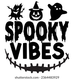 Spooky Vibes - Feliz diseño de camisetas de Halloween, Feliz Halloween, acción de gracias, otoño, calabaza, diseño de citas, archivos editables Vector EPS, puedes descargar este diseño.