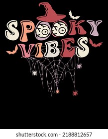 Spooky Vibes Retro Funny Halloween Party T-Shirt design