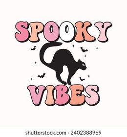 Spooky vibes, Retro Halloween Sublimation Illustration for print