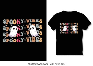 Spooky vibes ,Retro Halloween t shirt Design
