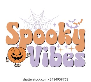 Spooky Vibes Retro Shirt, cute ghost Shirt, ghost pumpkin, Retro Halloween, Ghouls Retro, Halloween shirt, Trendy Halloween, Groovy Halloween, Spooky Shirt, Cut File For Cricut And Silhouette svg