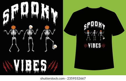 plantilla de diseño de camisetas de vibraciones espeluznantes. Esta camiseta está diseñada para el amante de Halloween.  esta camiseta puede ser el mejor regalo para el amante de Halloween.