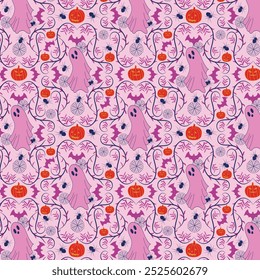 Spooky Whimsy seamless vector pattern.