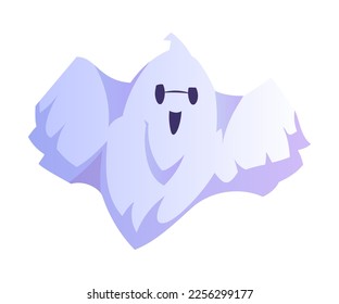 Spooky White Ghost or Spirit of Dead Flying Vector Illustration