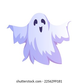 Spooky White Ghost or Spirit of Dead Flying Vector Illustration