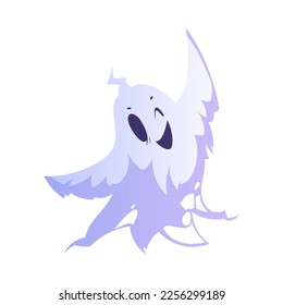 Spooky White Ghost or Spirit of Dead Flying Vector Illustration