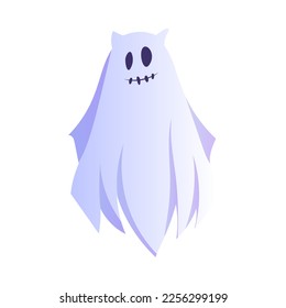 Spooky White Ghost or Spirit of Dead Flying Vector Illustration