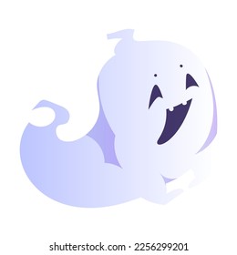 Spooky White Ghost or Spirit of Dead Flying Vector Illustration