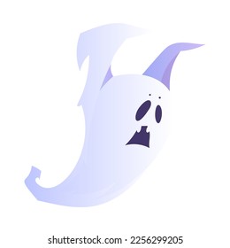 Spooky White Ghost or Spirit of Dead Flying Vector Illustration