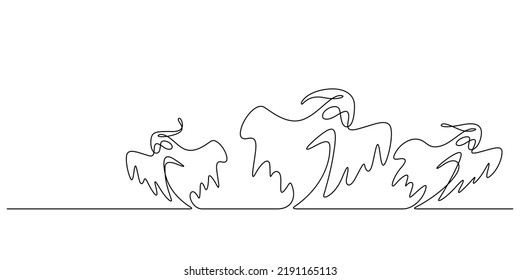 spooky white ghosts,phantom group in continuous line drawing vector illustration for halloween holiday festival background and decoration