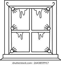 Spooky Window Illustration Perfect for Halloween Decor Projects and Creepy Coloring Pages, Ideal for Adding a Frightening Touch to Your Creative Endeavors this Season