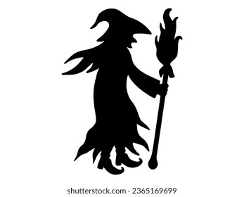 Spooky Witch Halloween Black and White