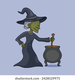 Spooky witch halloween cartoon vector design