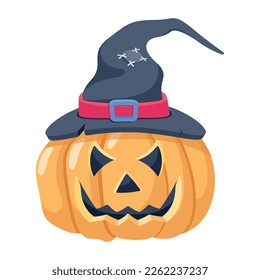 Spooky witch pumpkin 2d icon 