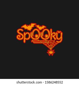 Spooky Writing With Spider Webs And Shocked Faces With Bats On It