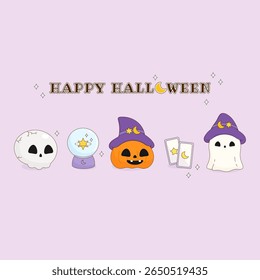 spooky yet cute of celebrating halloween season, vector illustration