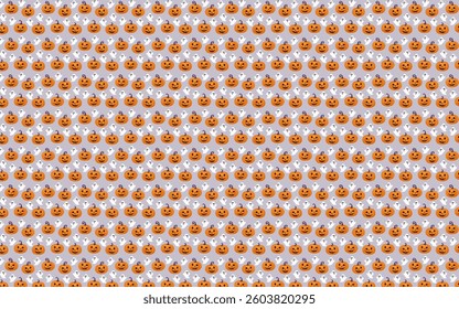  a spooky yet playful pattern with pumpkins and ghosts in orange 