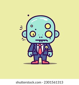 Spooky Zombie cartoon helloween monster character scarecrow illustration