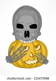 Spooky zombie holding Halloween pumpkin, can be use as flyer, banner or poster for Halloween party night.
