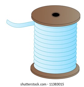 spool of blue thread on wooded spool - vector