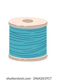 Spool of blue thread vector illustration isolated on white background