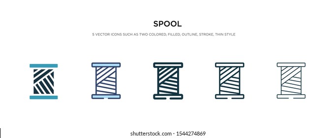 spool icon in different style vector illustration. two colored and black spool vector icons designed in filled, outline, line and stroke style can be used for web, mobile, ui