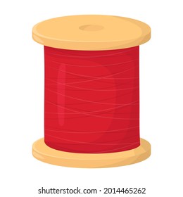 Spool of red thread isolated on white. Vector illustration