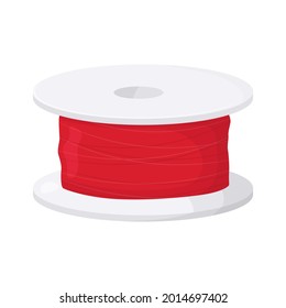 Spool of red thread isolated on white. Vector illustration