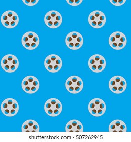 Spool reel filmstrip seamless pattern. Movie reel, cinema and slot reels, reel to reel tape. Vector illustration